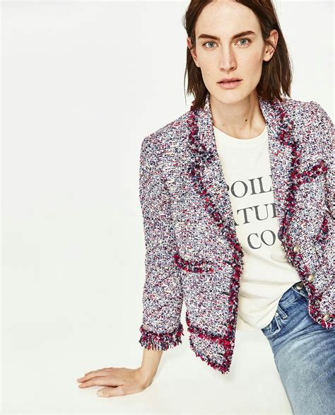 chanel jacket fabric name|chanel style jacket zara.